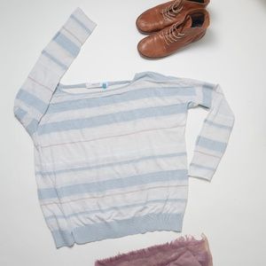 Sparrow Anthropologie Sweater Striped White Blue